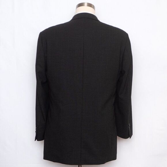 Hugo Boss 40R Black Sport Coat Blazer Jacket Plaid 3B Wool D060389 - Picture 2 of 11